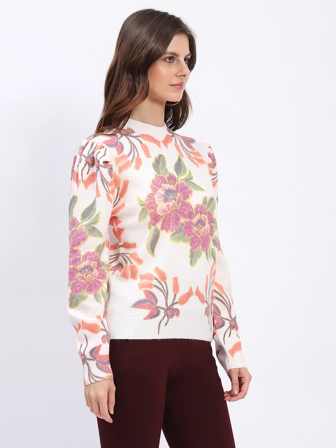Floral Print Wool-Blend Pullover - Global Republic