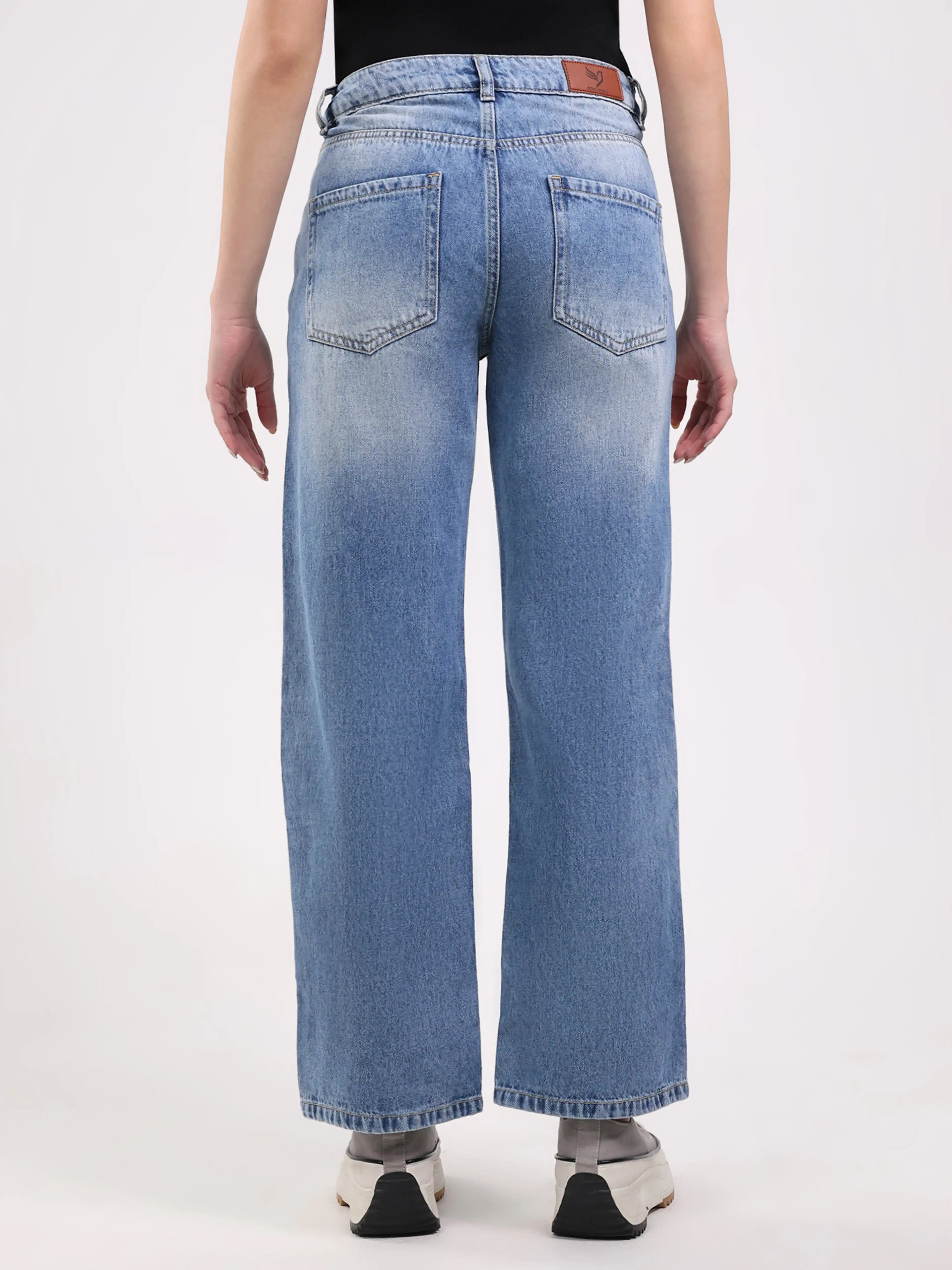 Light Blue Straight Leg Jeans