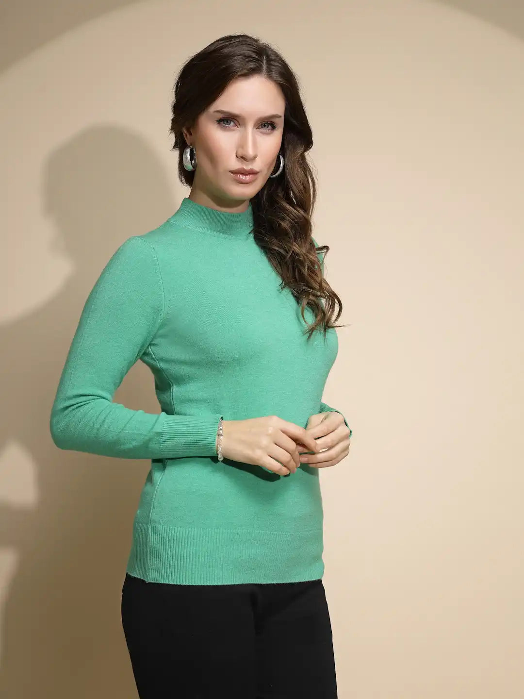 Green Turtle Neck Nylon Pullover - Global Republic