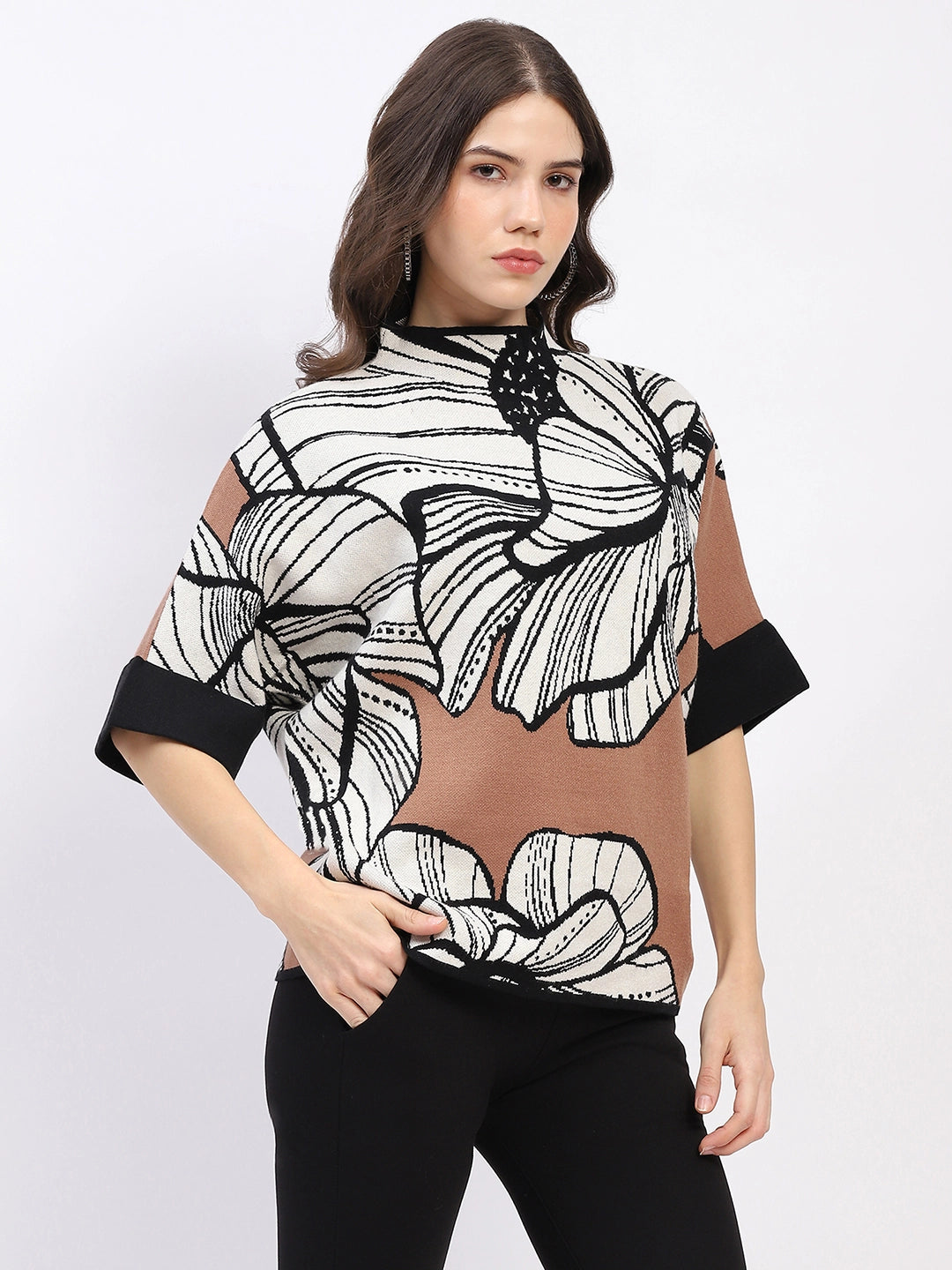 Abstract High Neck Pullover - Global Republic