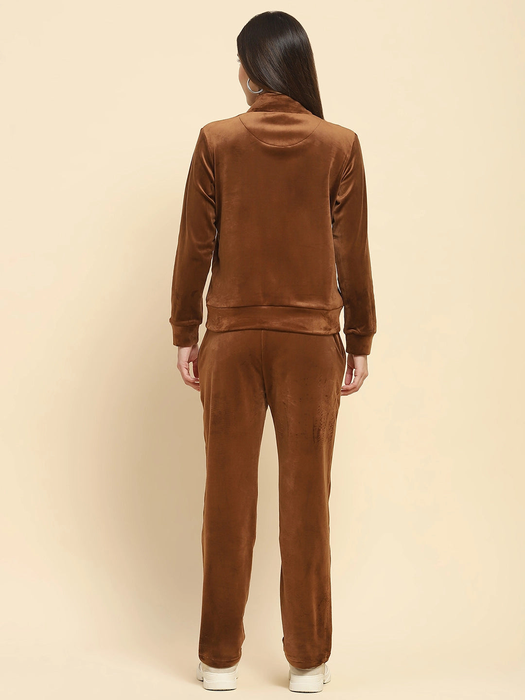 Brown Velvet Relaxed Winter Nightsuit - Global Republic