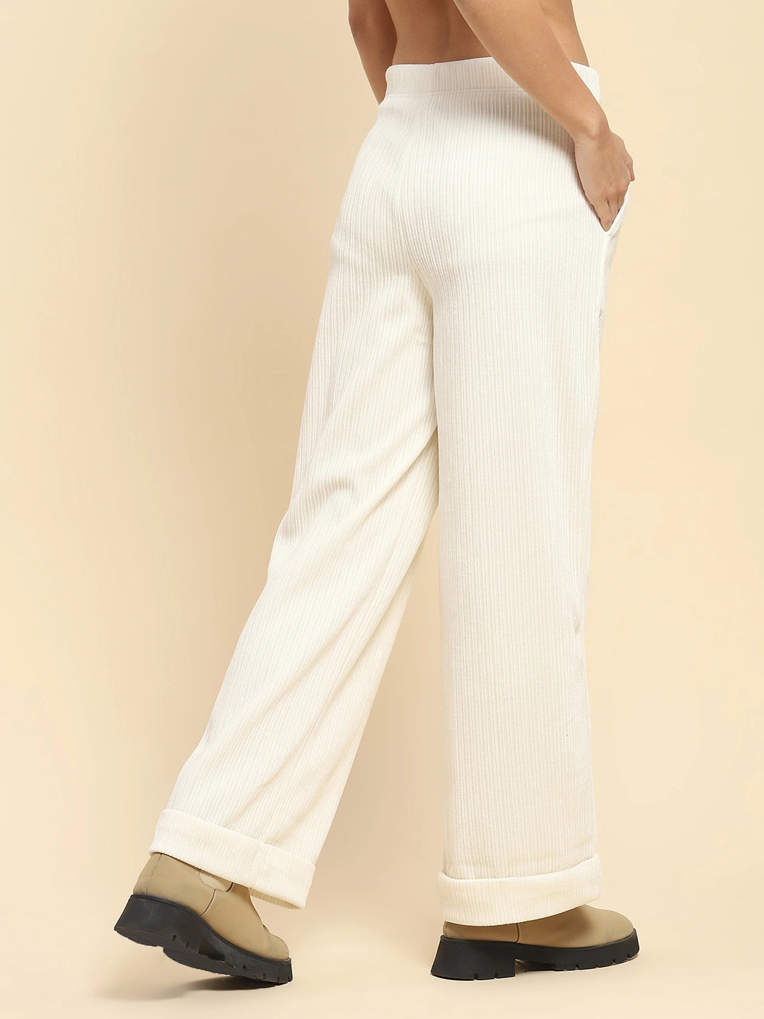 White Solid Loose Lower - Global Republic