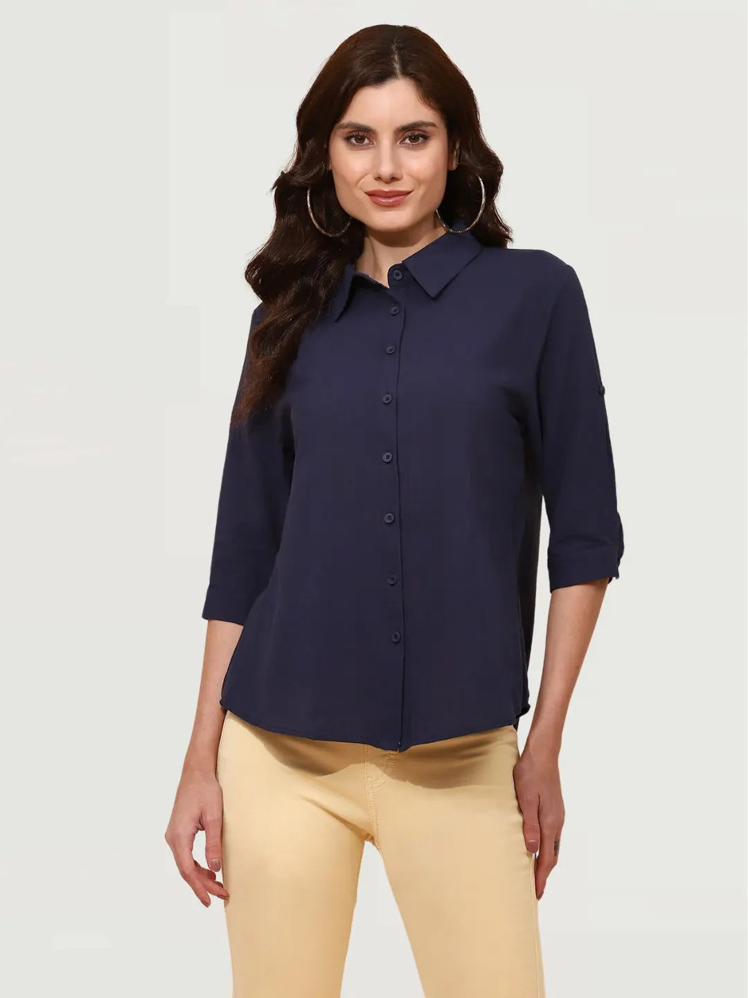 Navy Blue Cotton Formal Shirt - Global Republic