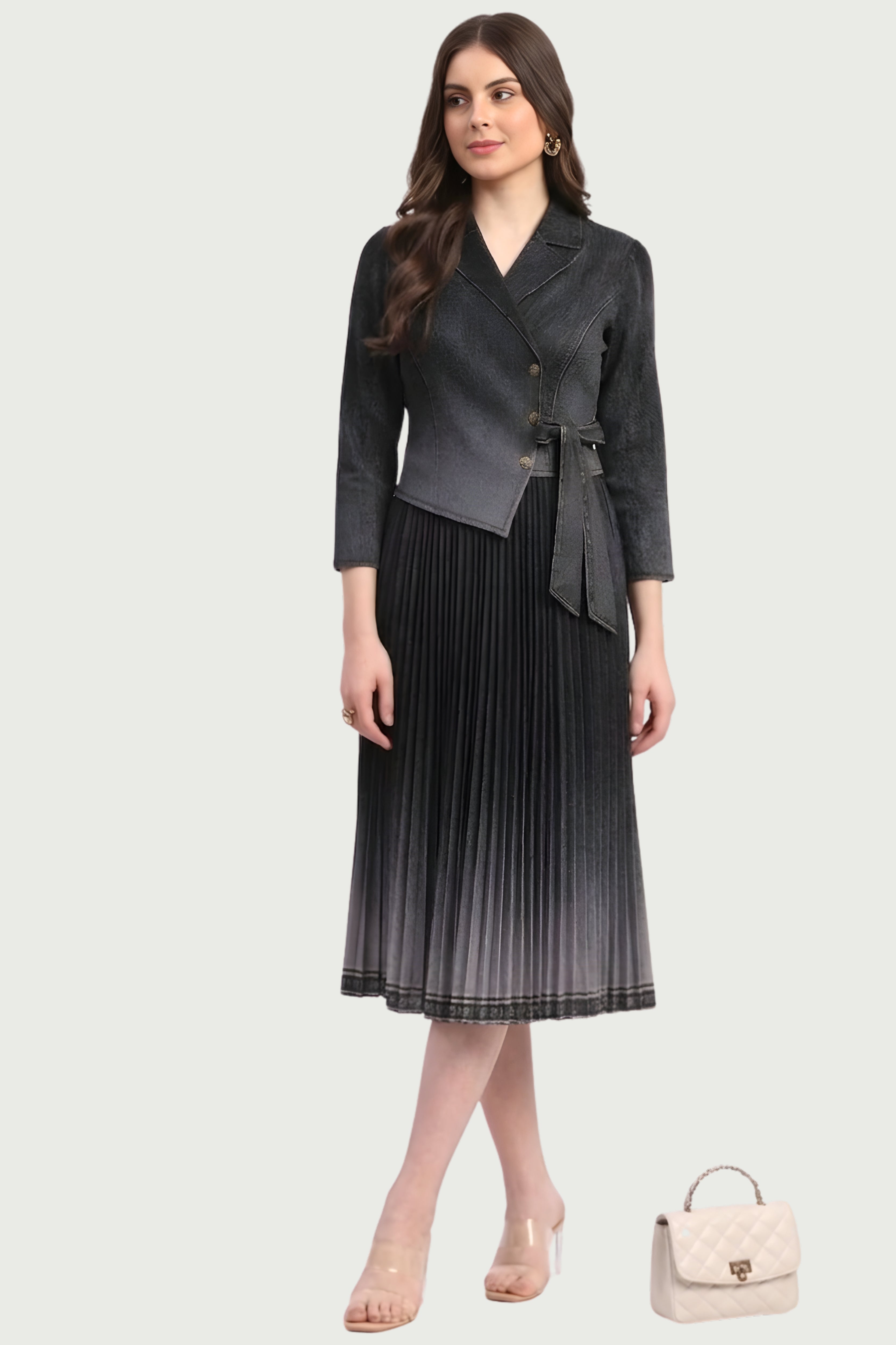 Black Pleated Midi Dress