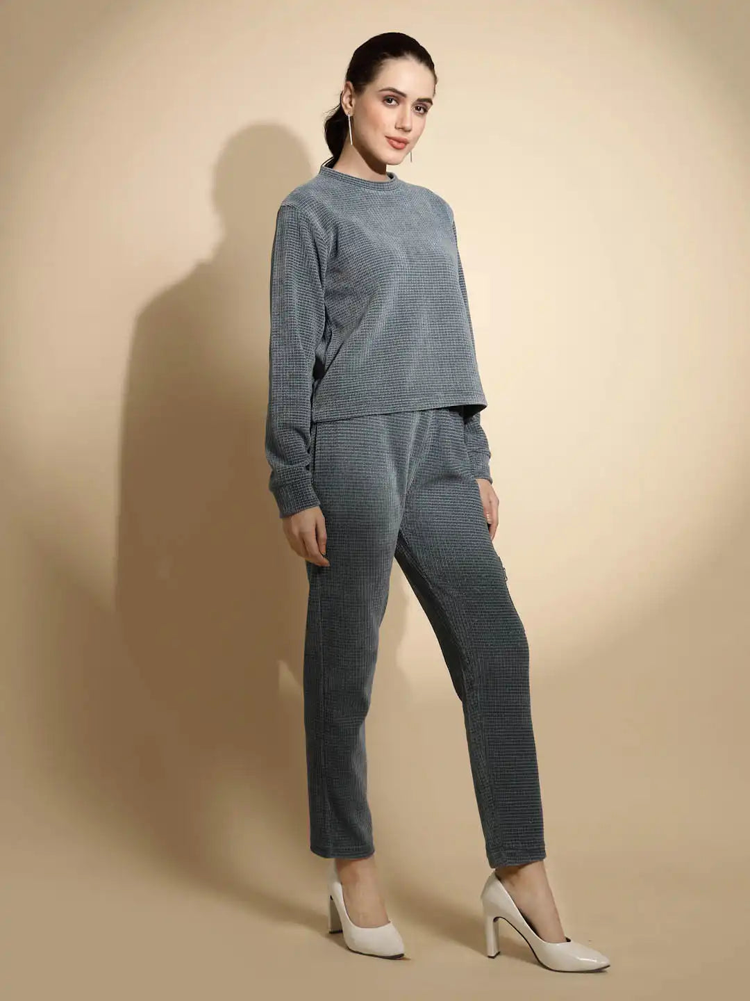 Teal Solid Cotton Blend Co-ord Set - Global Republic