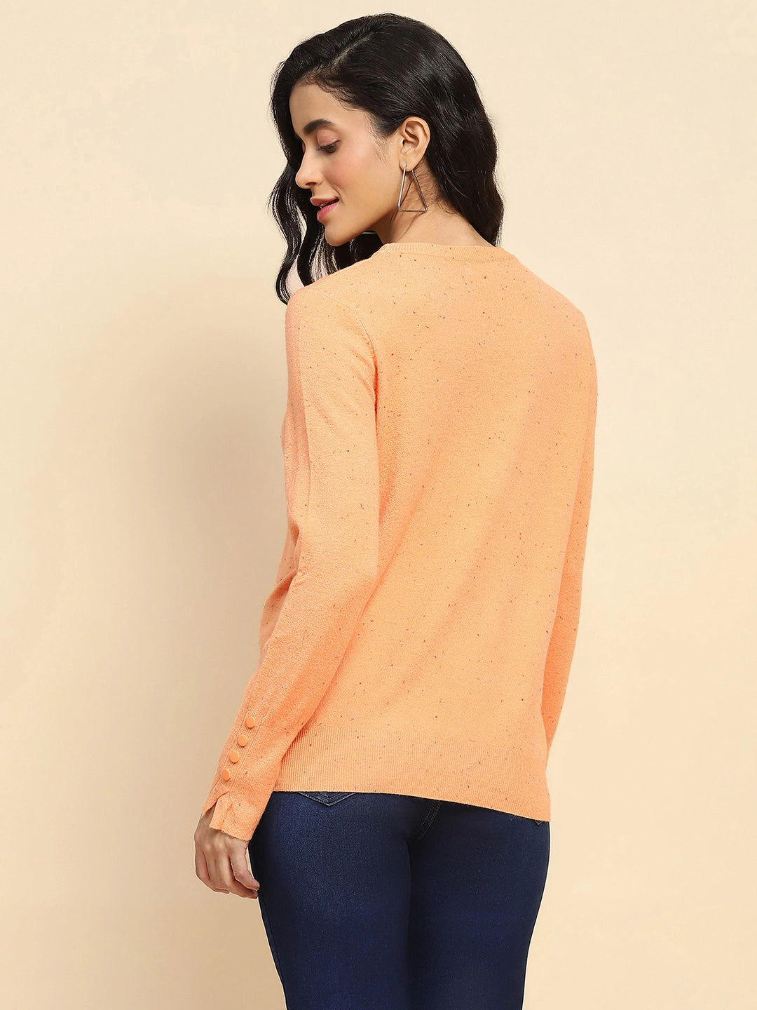 Orange Viscose Blend Pullover - Global Republic