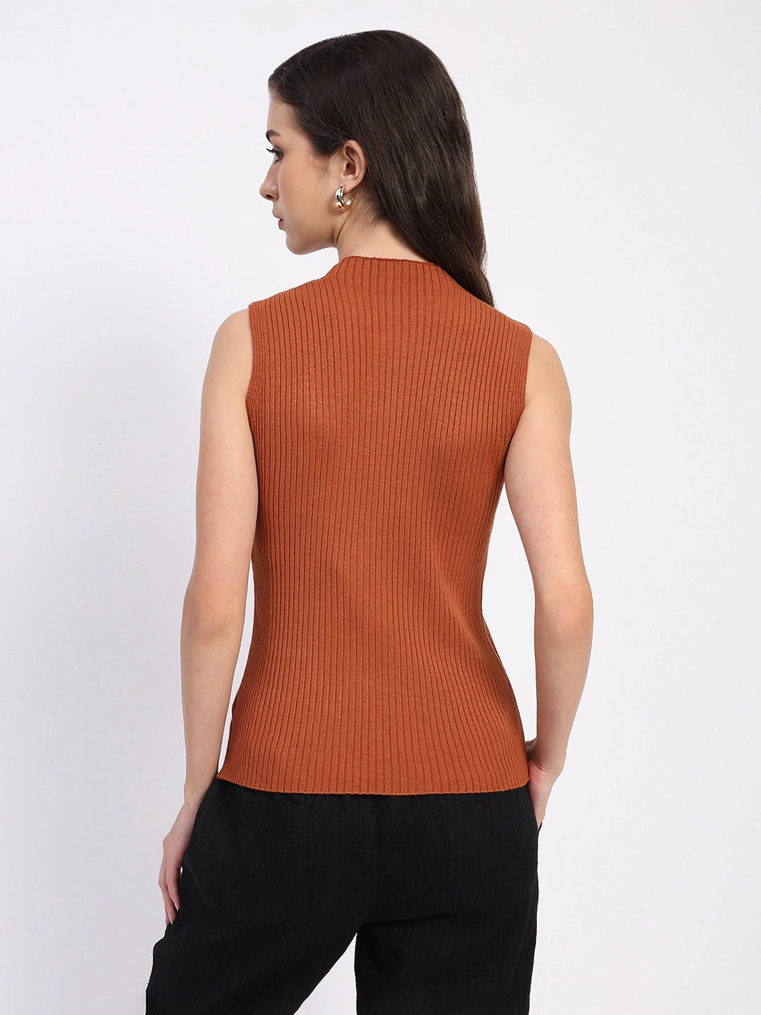 Rust Stretchable Knit Skivvy Top - Global Republic