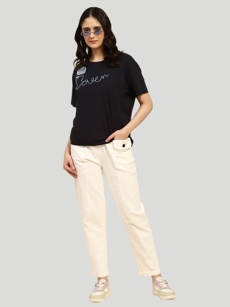 White Cotton Regular Fit Trouser - Global Republic