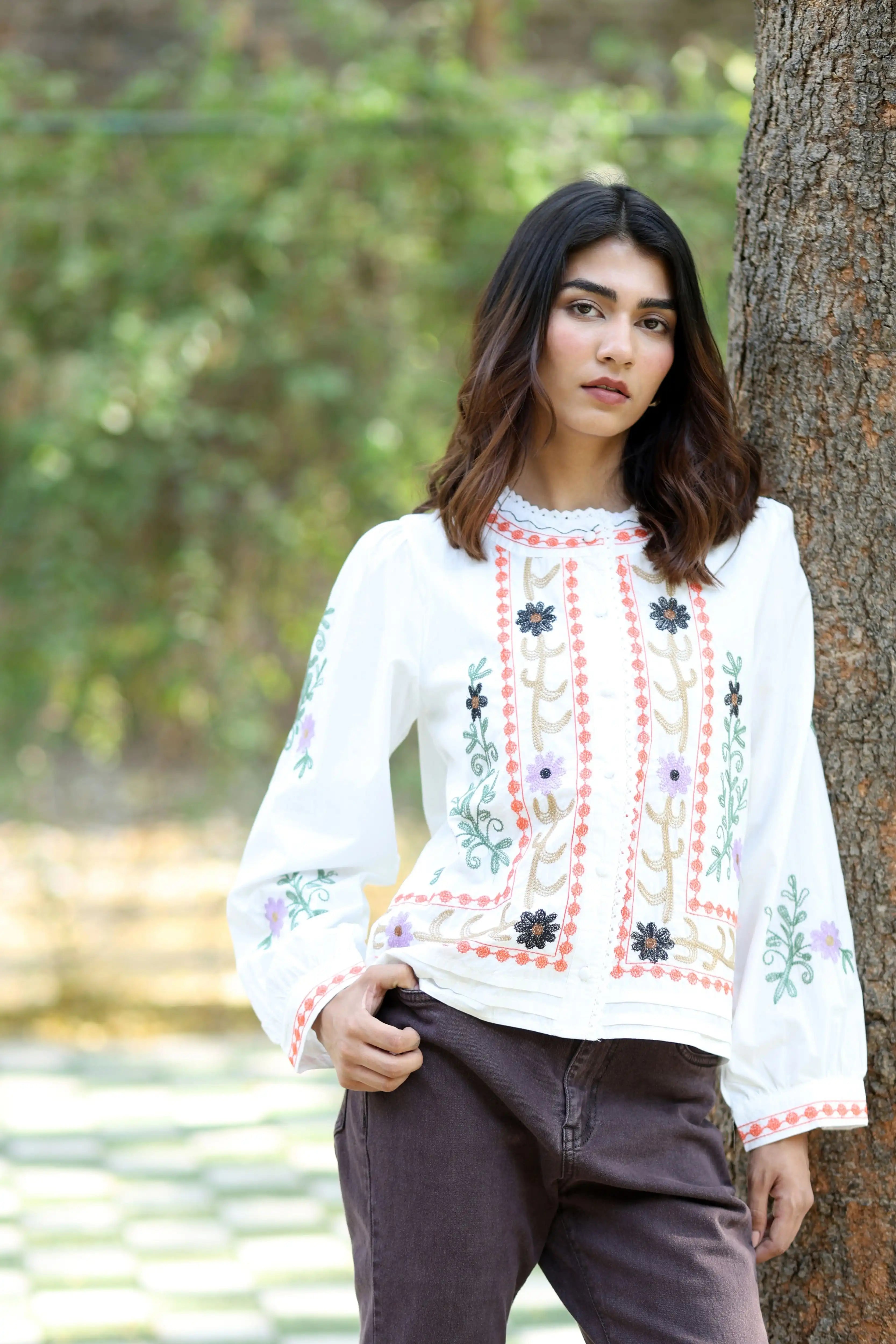 Embroidered Cotton Shirt - Global Republic