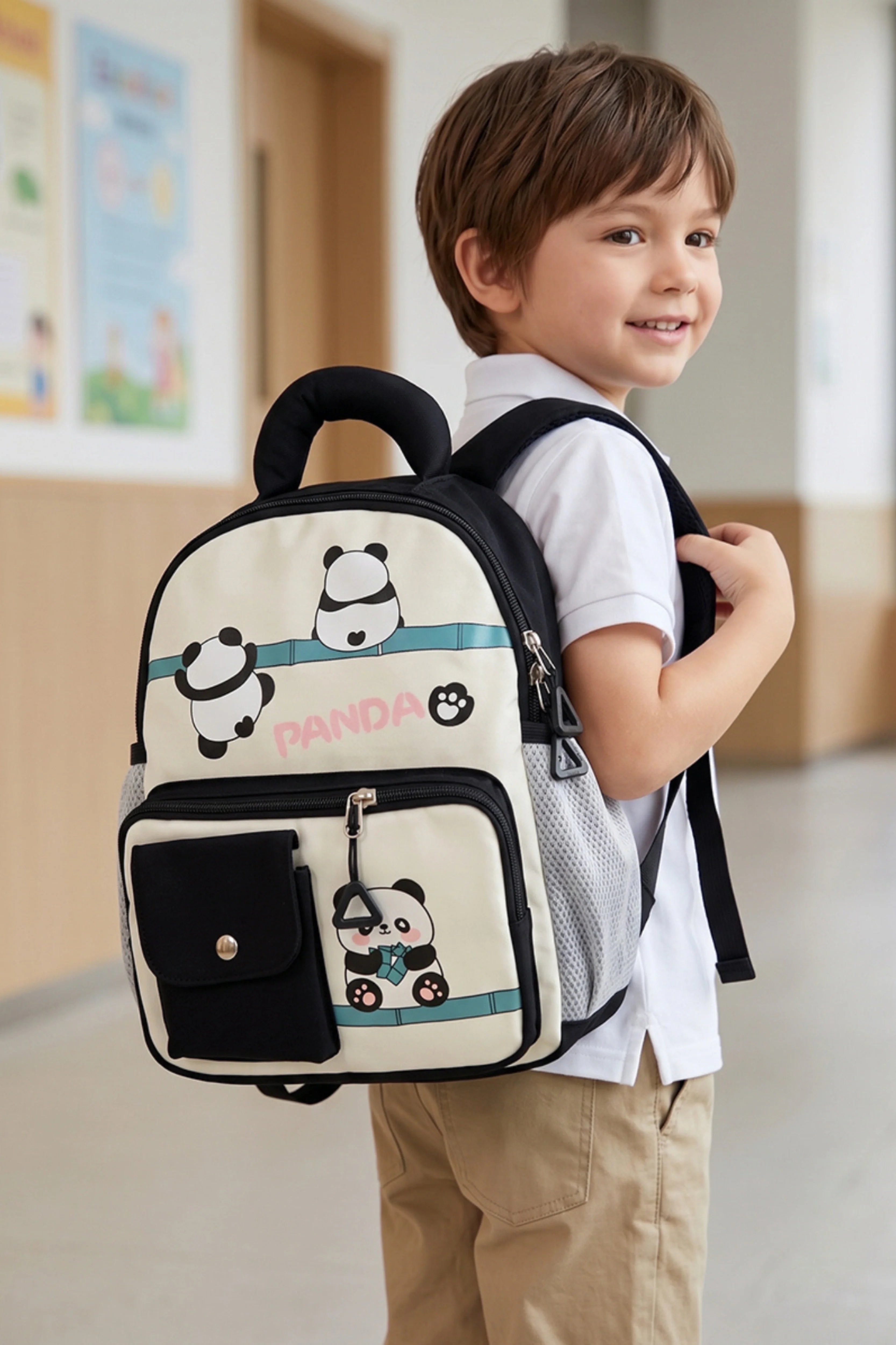 Kids Black Panda School Bag-Global Republic