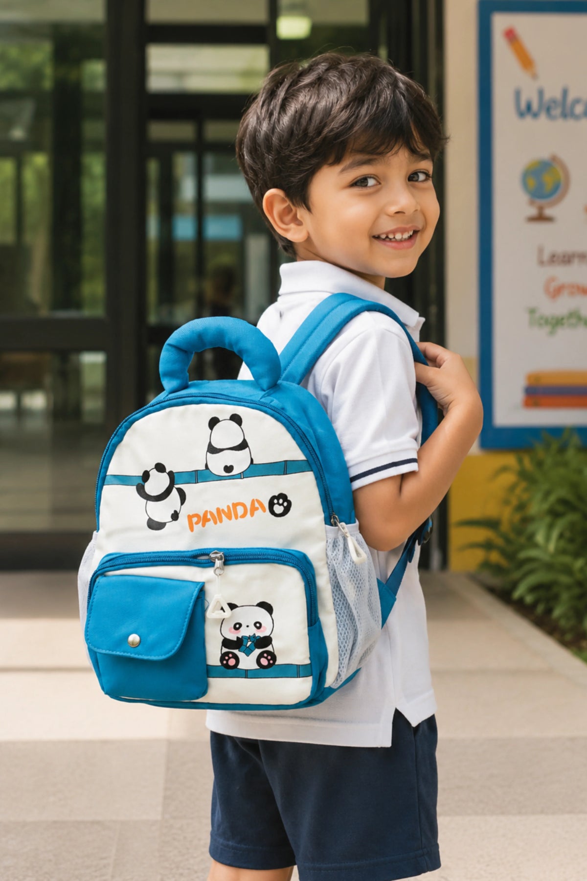 Kids Panda Print School Bag-Global Republic