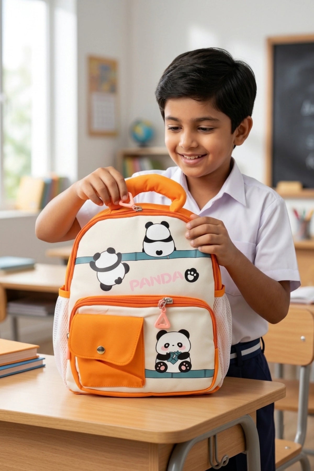 Kids Orange Panda School Bag-Global Republic