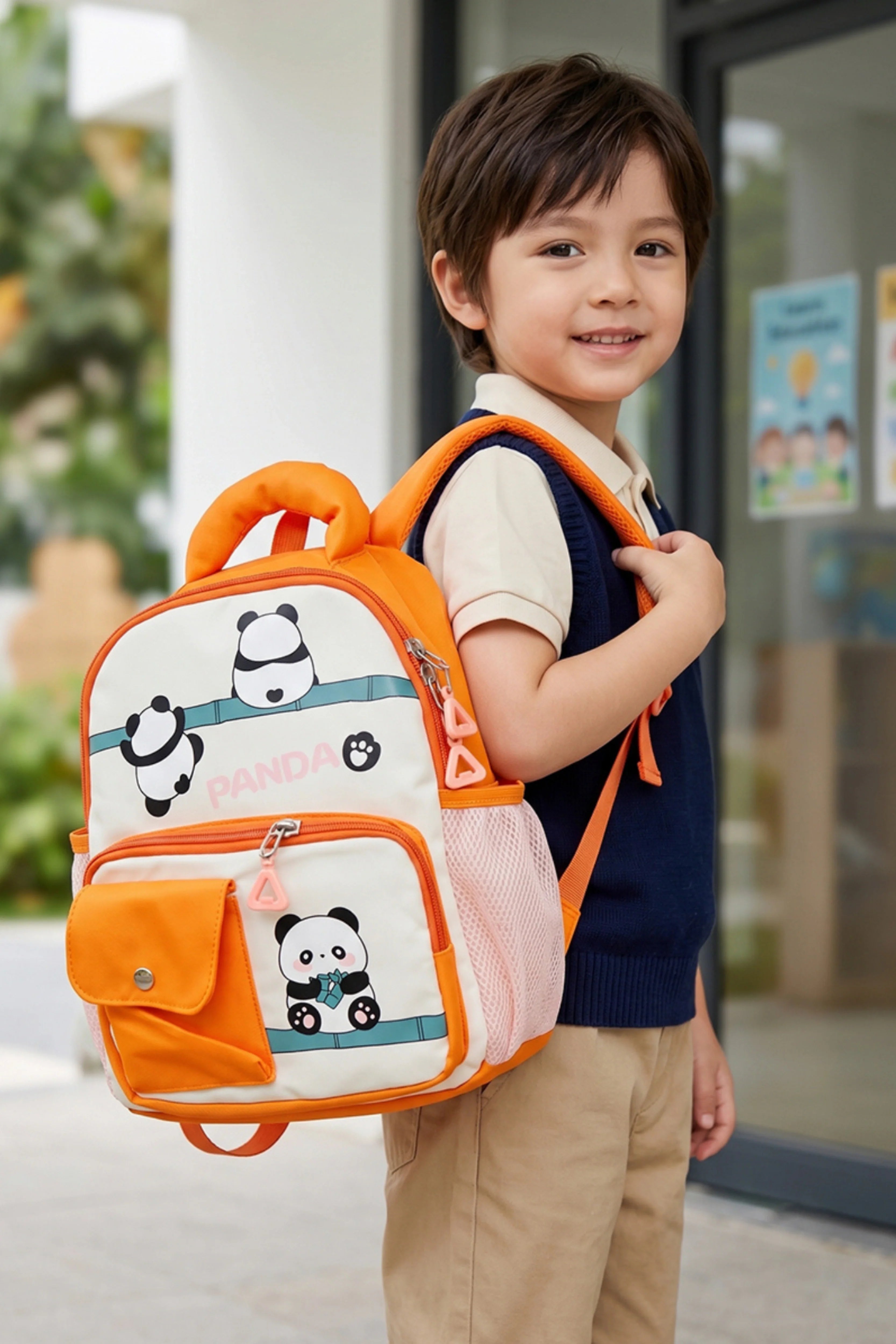 Kids Orange Panda School Bag-Global Republic