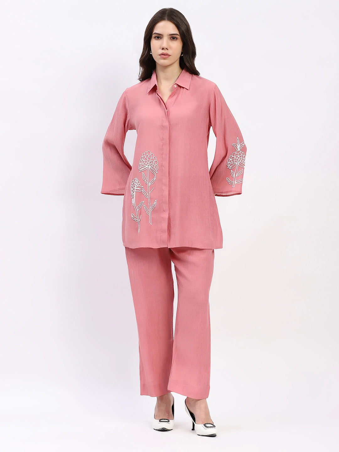 Embellished Shirt Collar Kurta Set - Global Republic