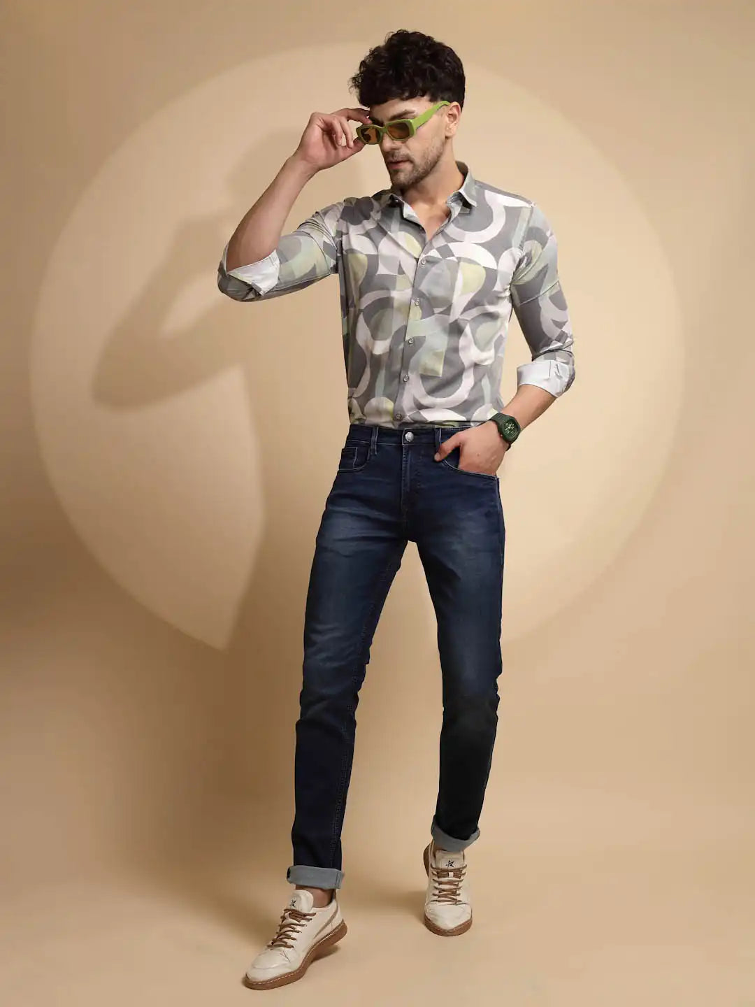 Solid Blue Mid Rise Cotton Blend Folding Jeans - Global Republic