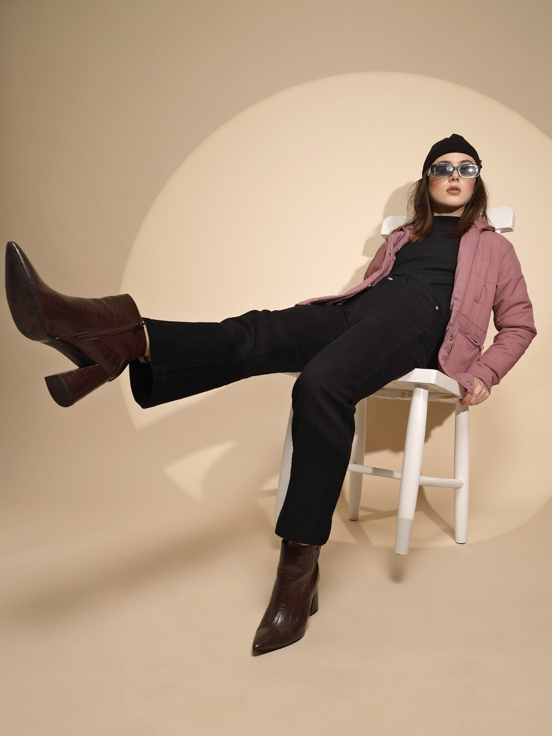 Plum Solid Regular Fit Jacket - Global Republic