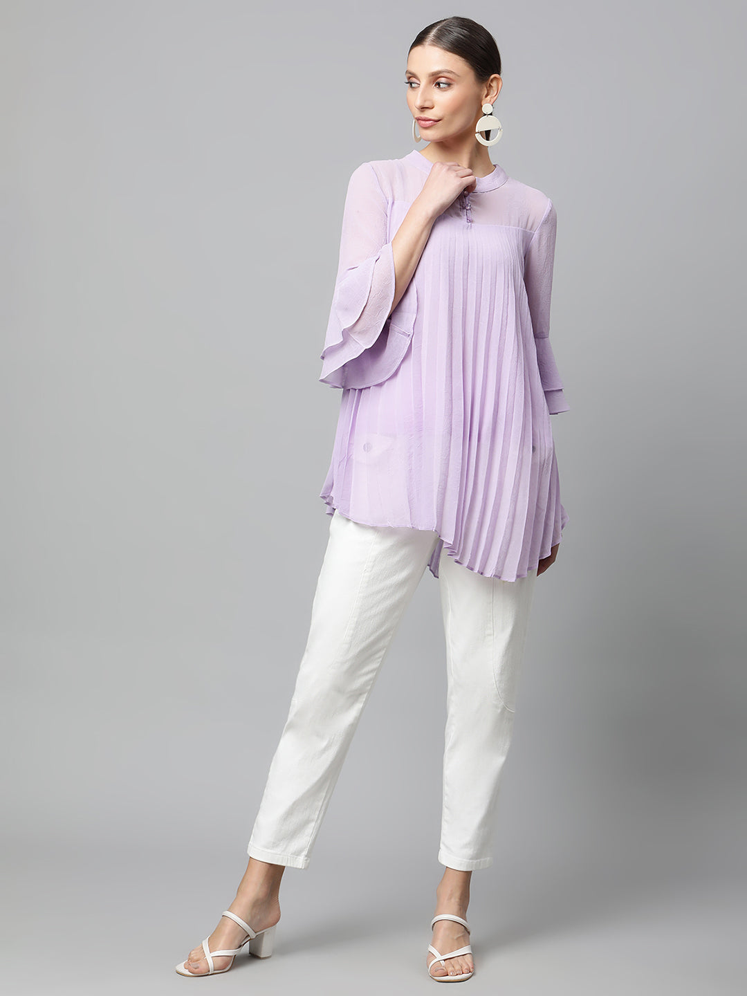 Pink Flared Fit Asymmetric Hem Top - Global Republic