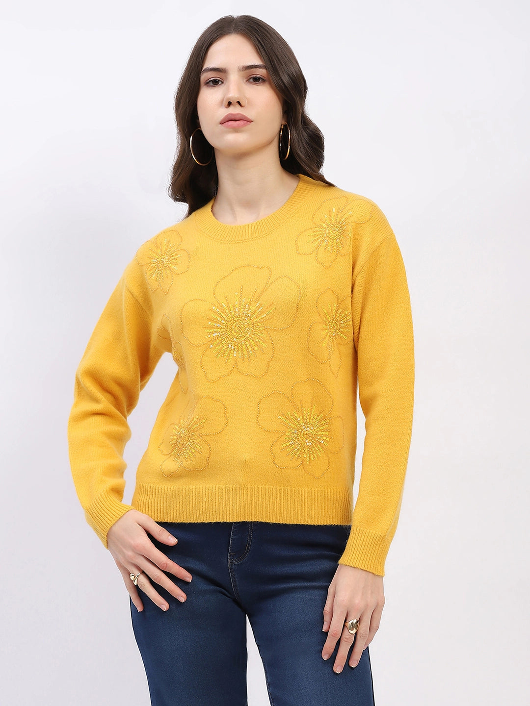 Floral Embellished Winter Pullover - Global Republic