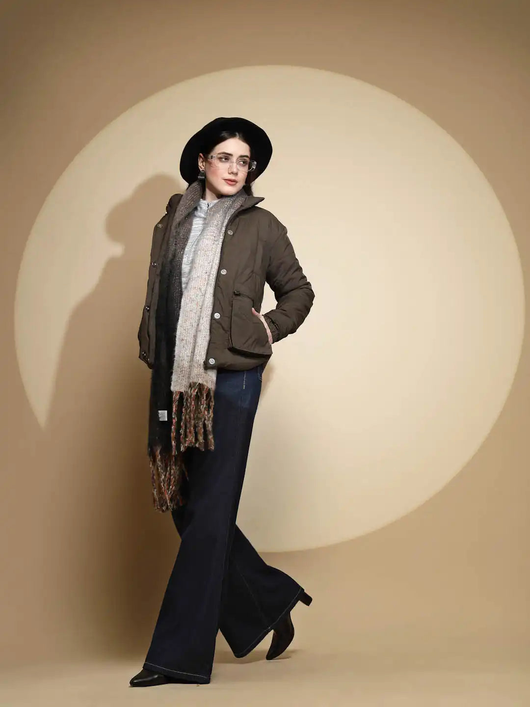 Olive Solid Puffer Jacket - Global Republic