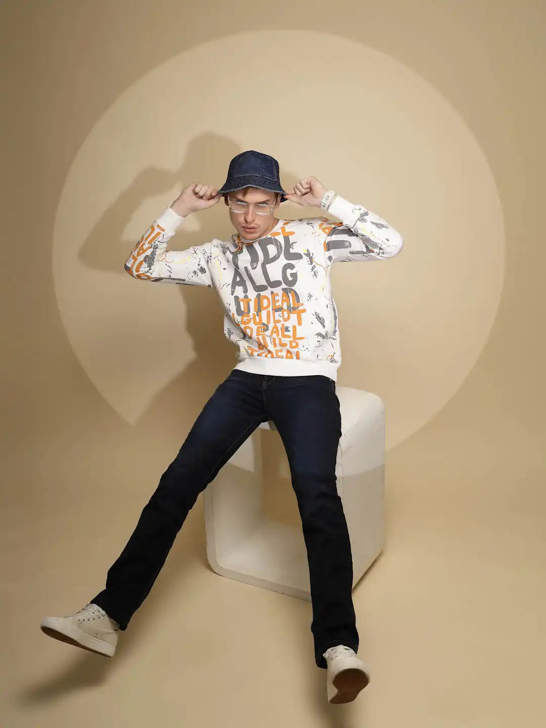 Dark Blue Solid Mid Rise Straight Fit Cotton Blend Jeans - Global Republic