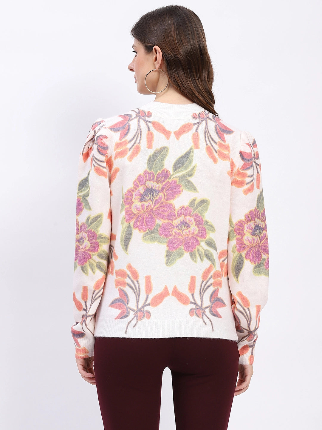 Floral Print Wool-Blend Pullover - Global Republic