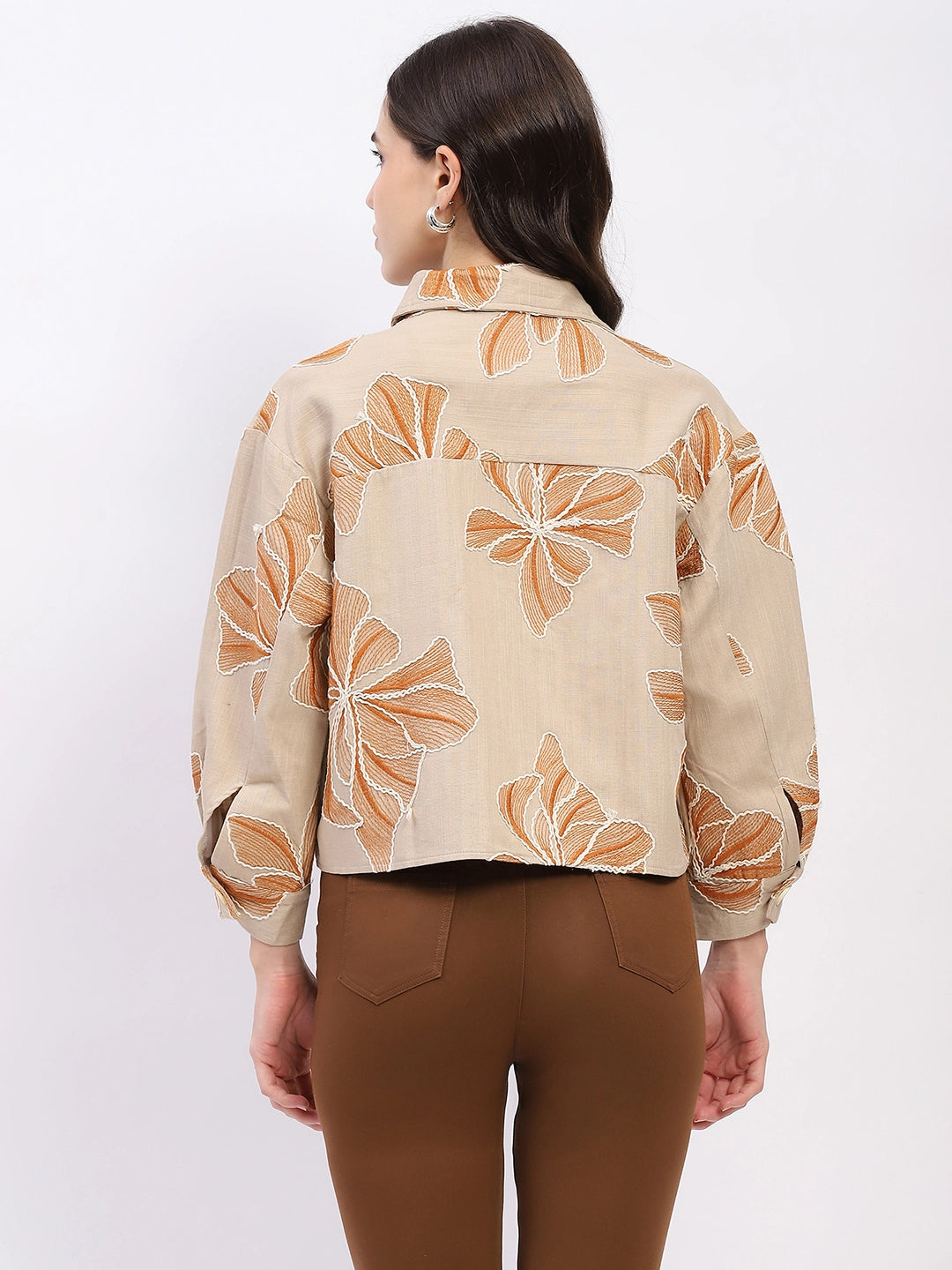 Oversized Floral Embroidered Shacket - Global Republic