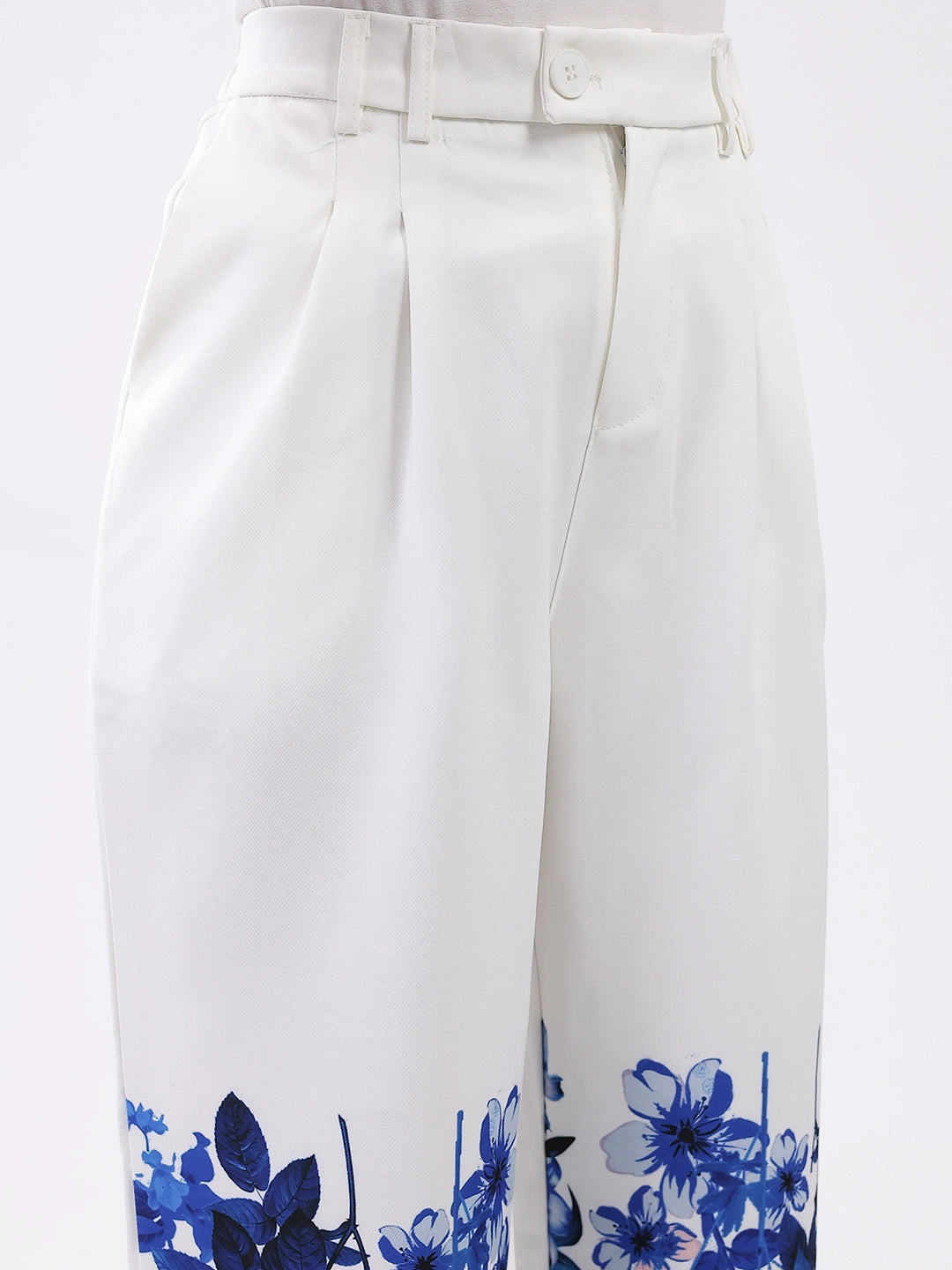 Elegant Floral Straight-Fit Trousers - Global Republic