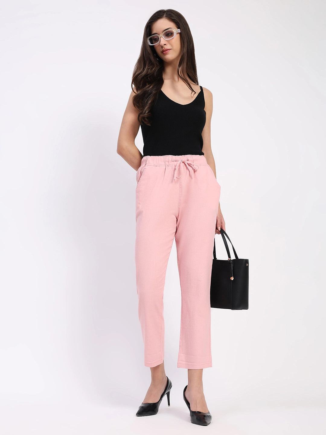 Pink Cotton Ankle Length Lower - Global Republic