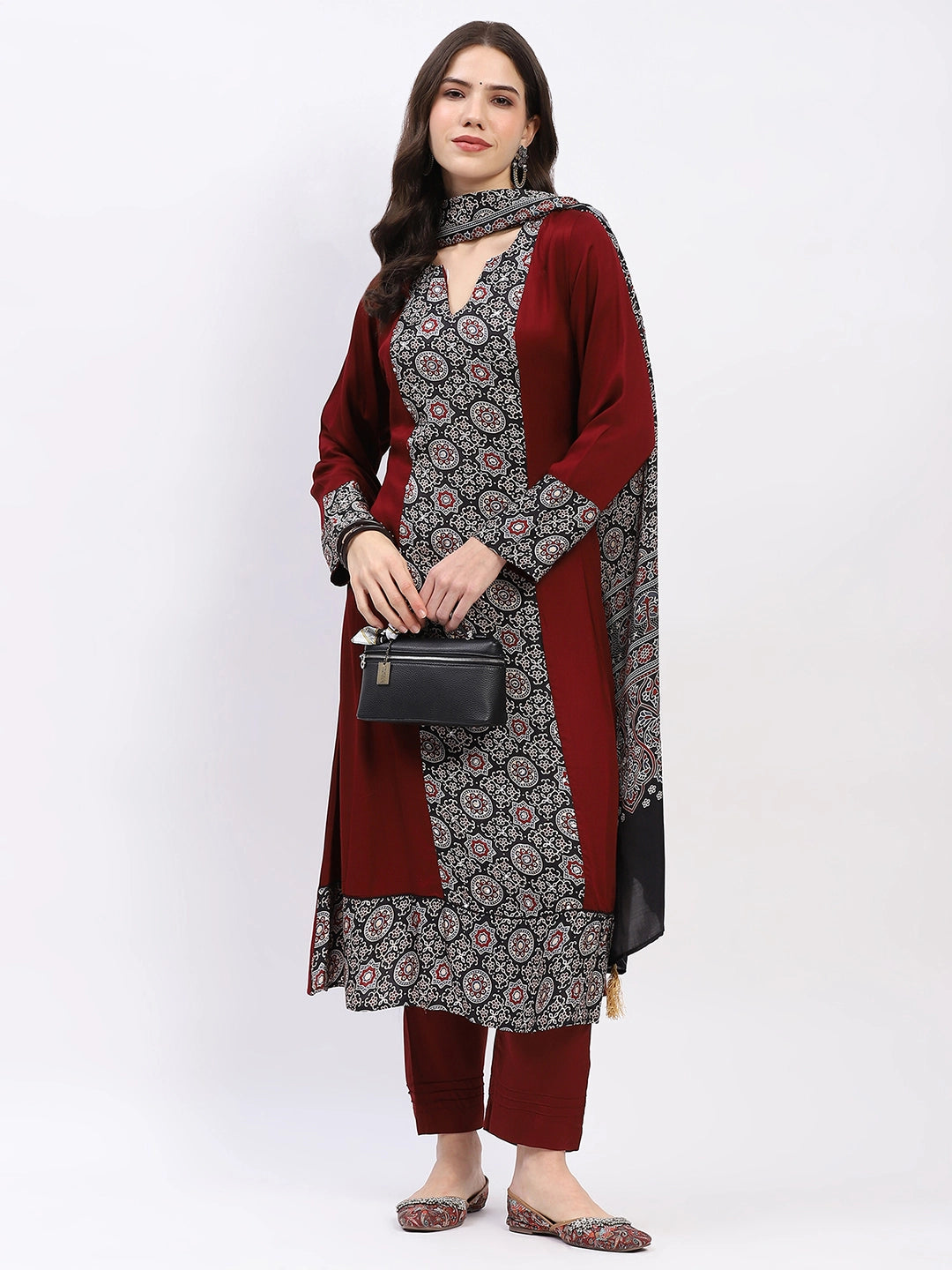 Maroon Modal Kurta Set - Global Republic