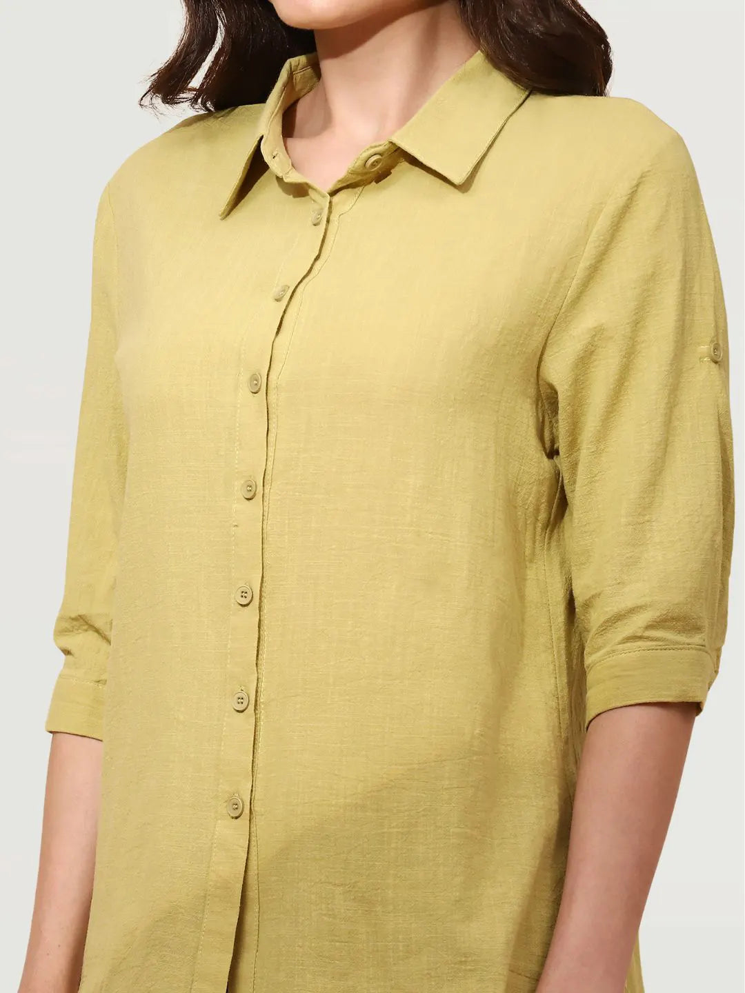 Light Olive Cotton Formal Shirt - Global Republic