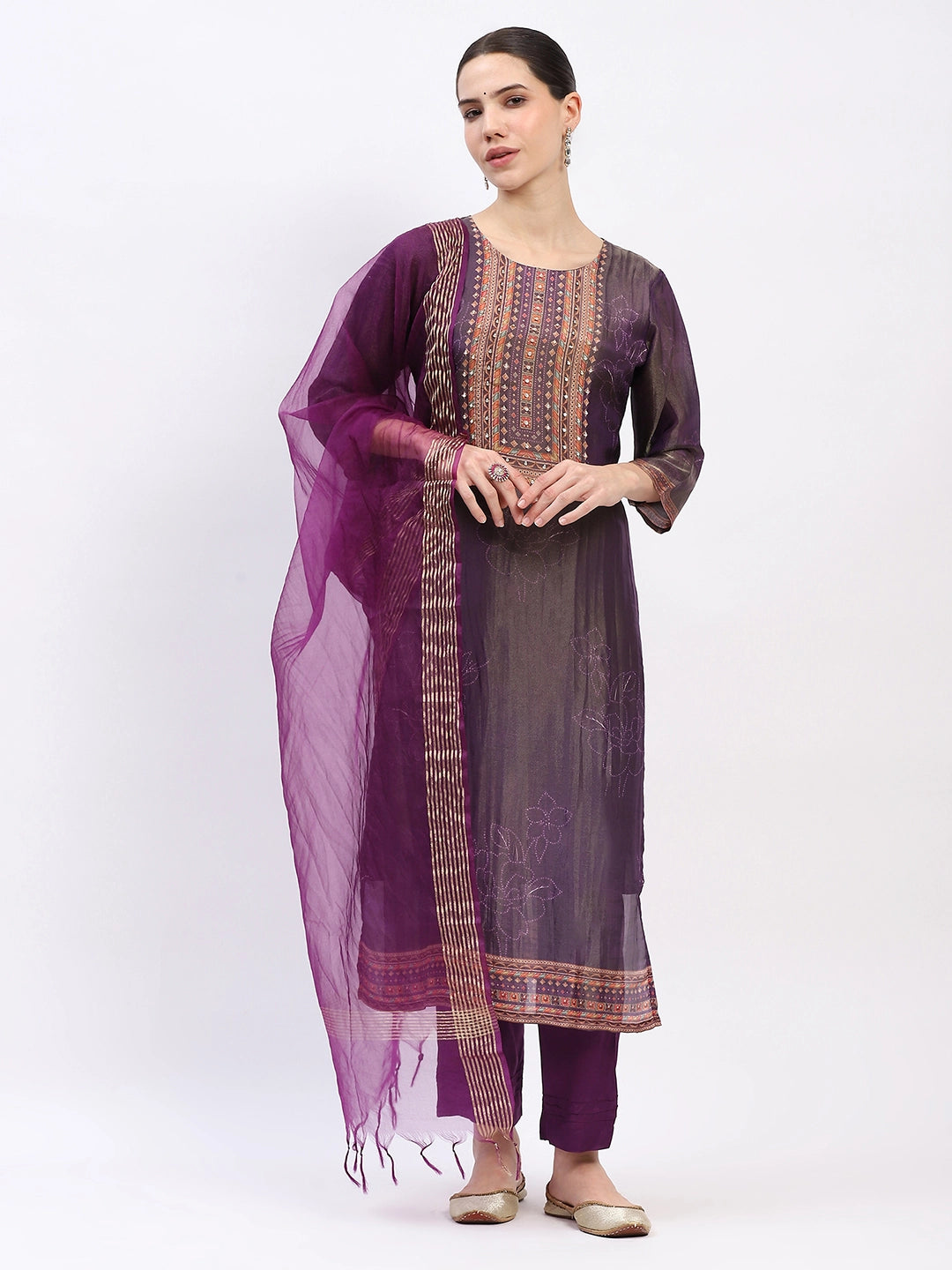 Muslin Embellished Kurta Set - Global Republic