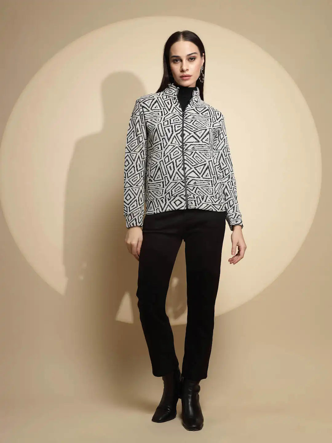 Monochrome Geometric Acrylic Sweatshirt - Global Republic