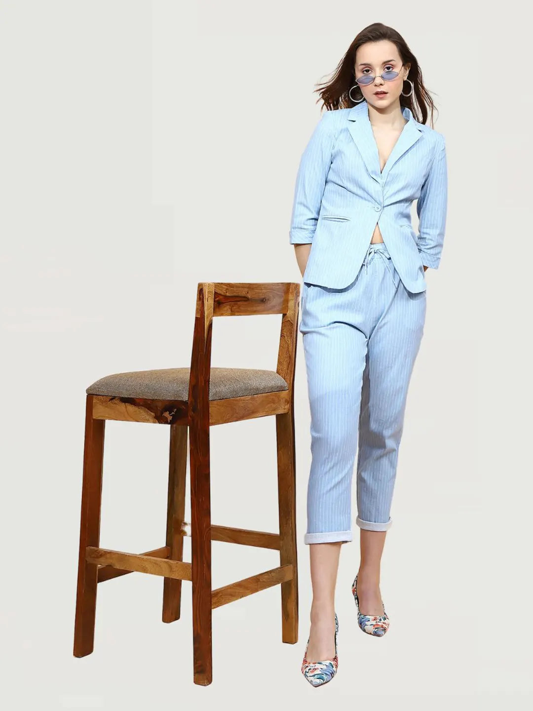 Sky Blue Cotton Regular Fit Lower - Global Republic