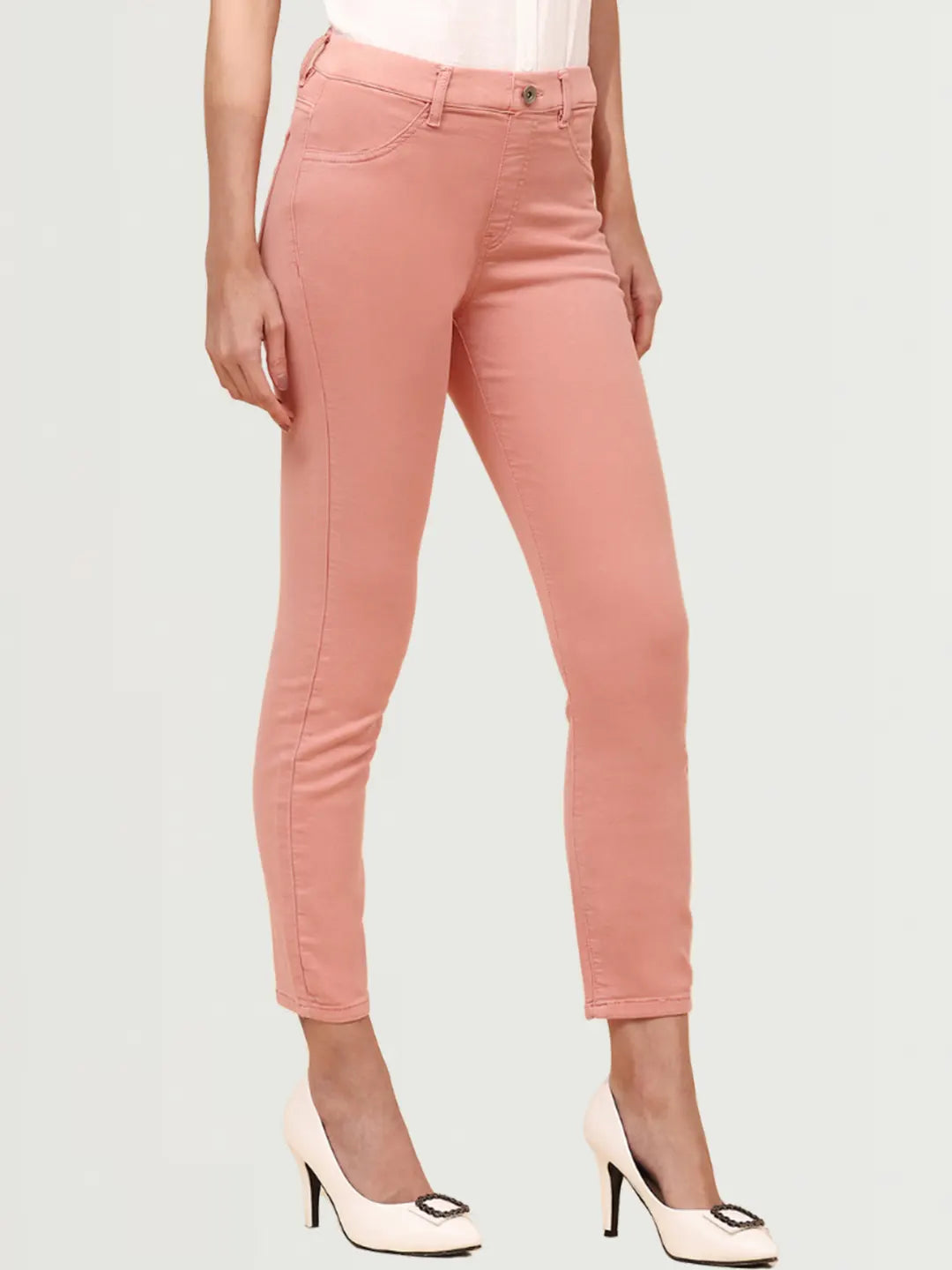 Pink Cotton Blend Slim Fit Jegging - Global Republic