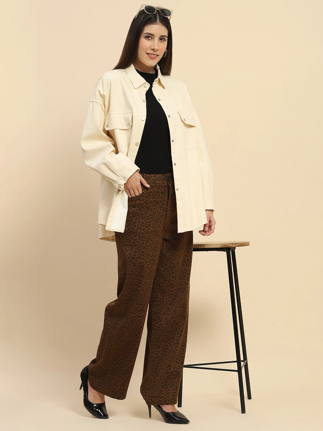 Off White Oversized Fleece Winter Shacket - Global Republic