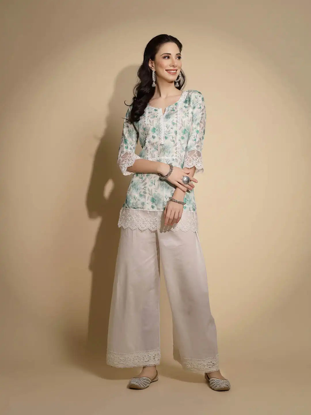 White Floral Print Cotton Tunic - Global Republic