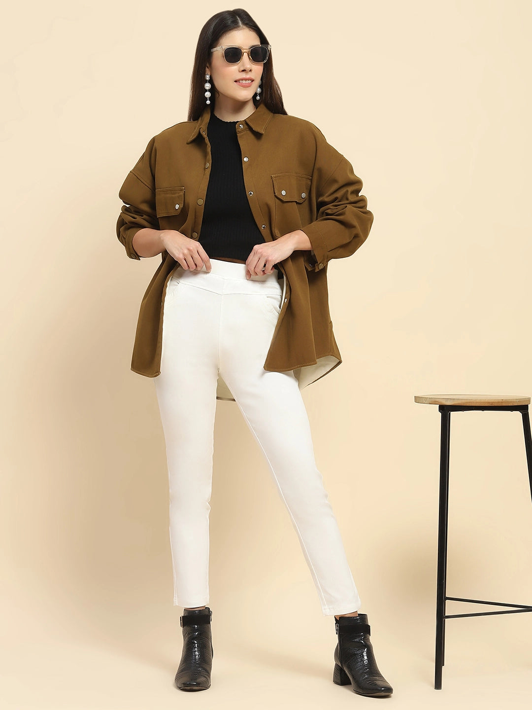 Brown Oversized Fleece Winter Shacket - Global Republic