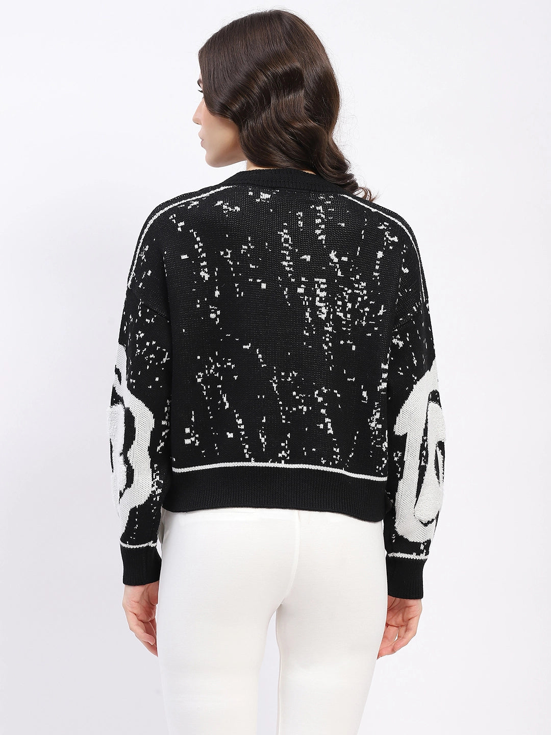 Monochrome Embellished Wool-Blend Pullover - Global Republic