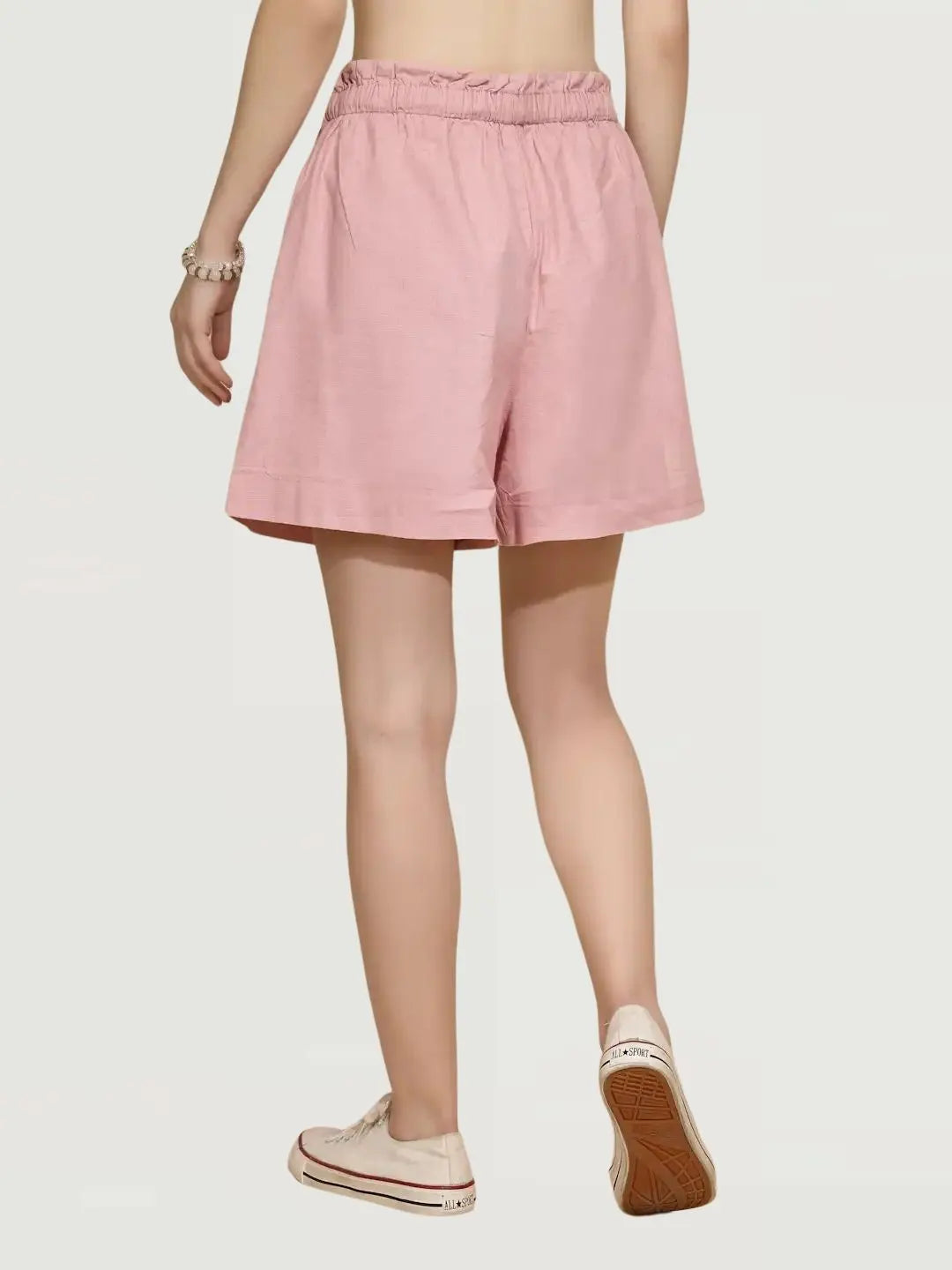 Pink Linen Blend Relaxed Shorts - Global Republic