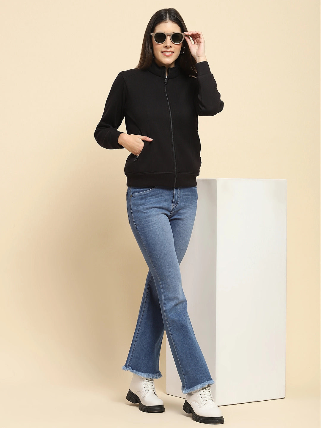 Black Solid Sweatshirt - Global Republic