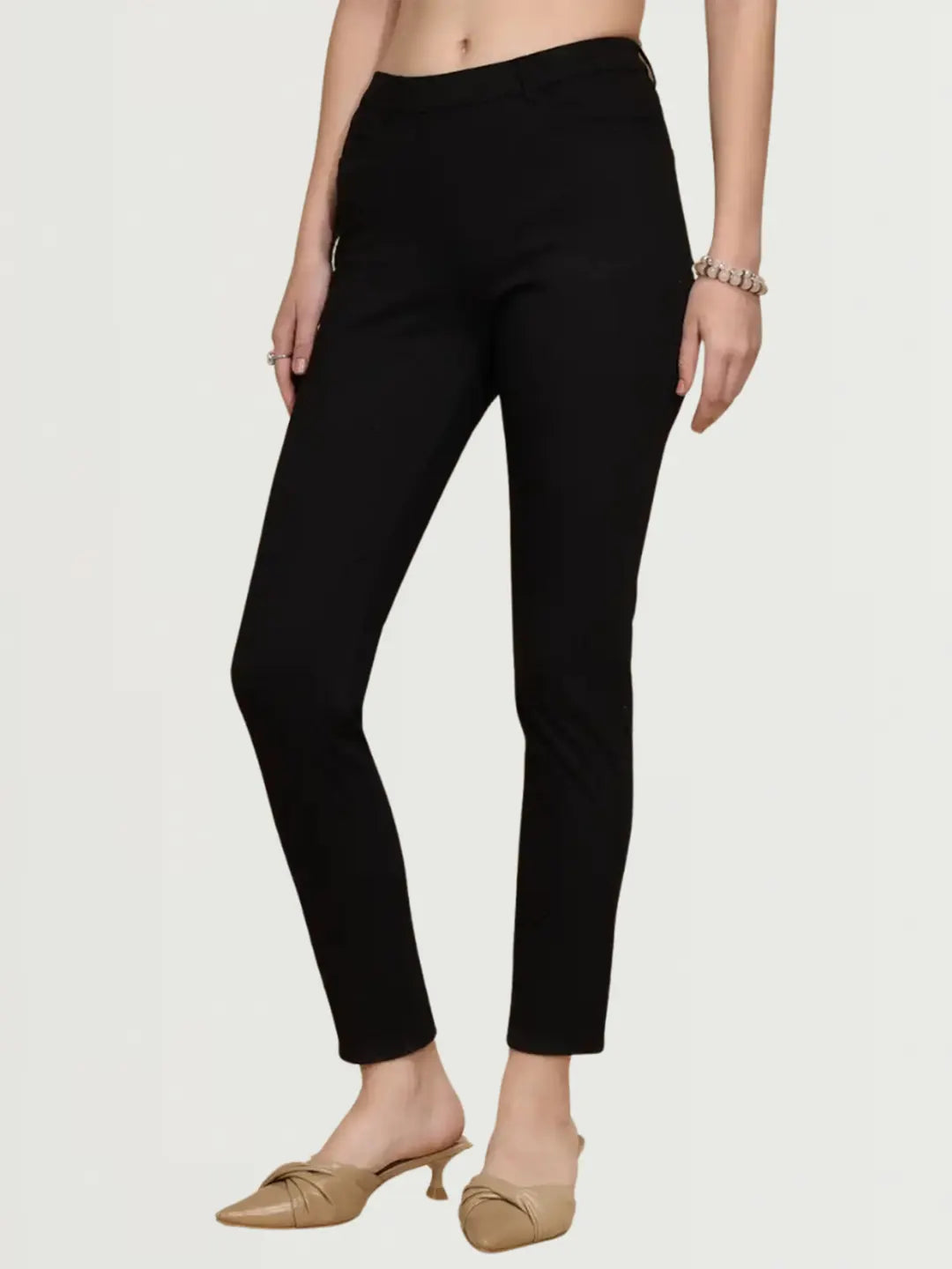Black Cotton Blend Slim Fit Jegging - Global Republic