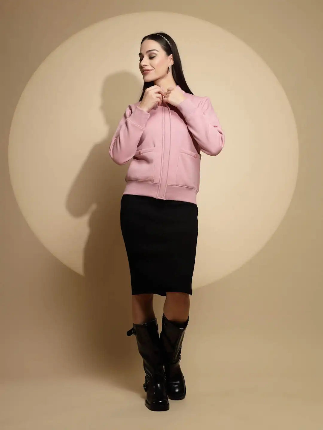 Pink Solid Acrylic Sweatshirt - Global Republic