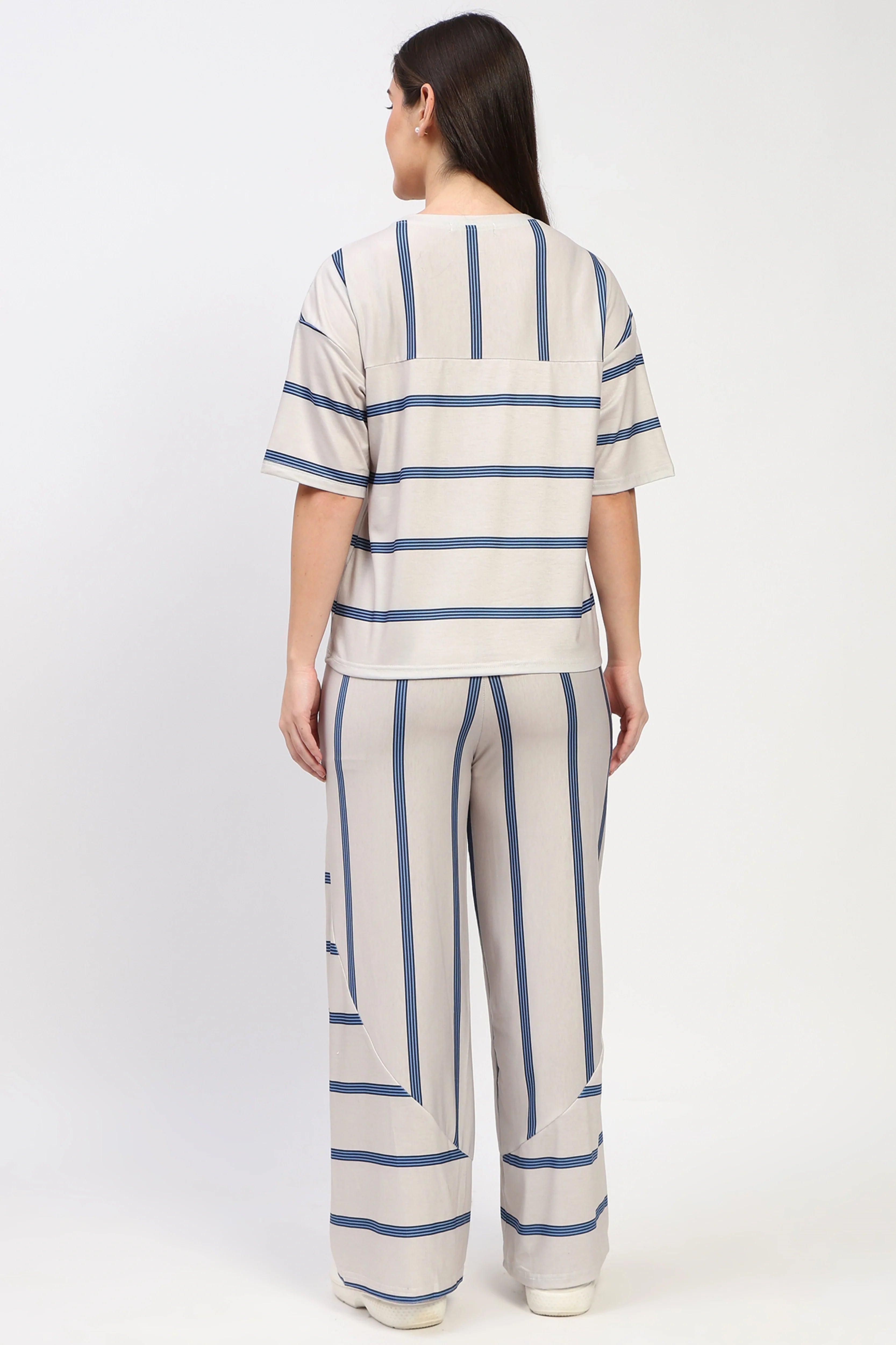 Striped Lounge Wear Co-ord Set-Global Republic