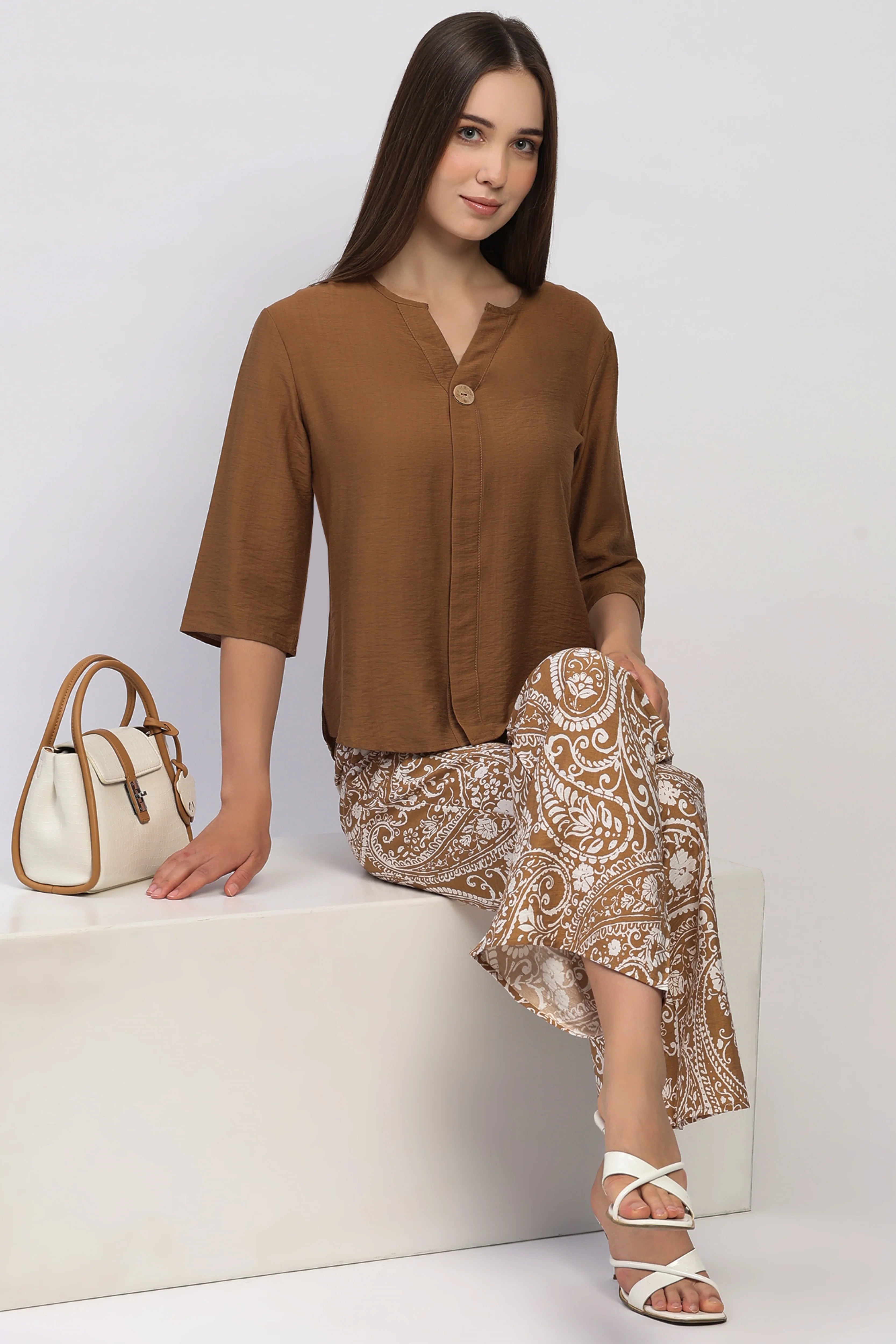 Light Brown Paisley Co-ord Set
