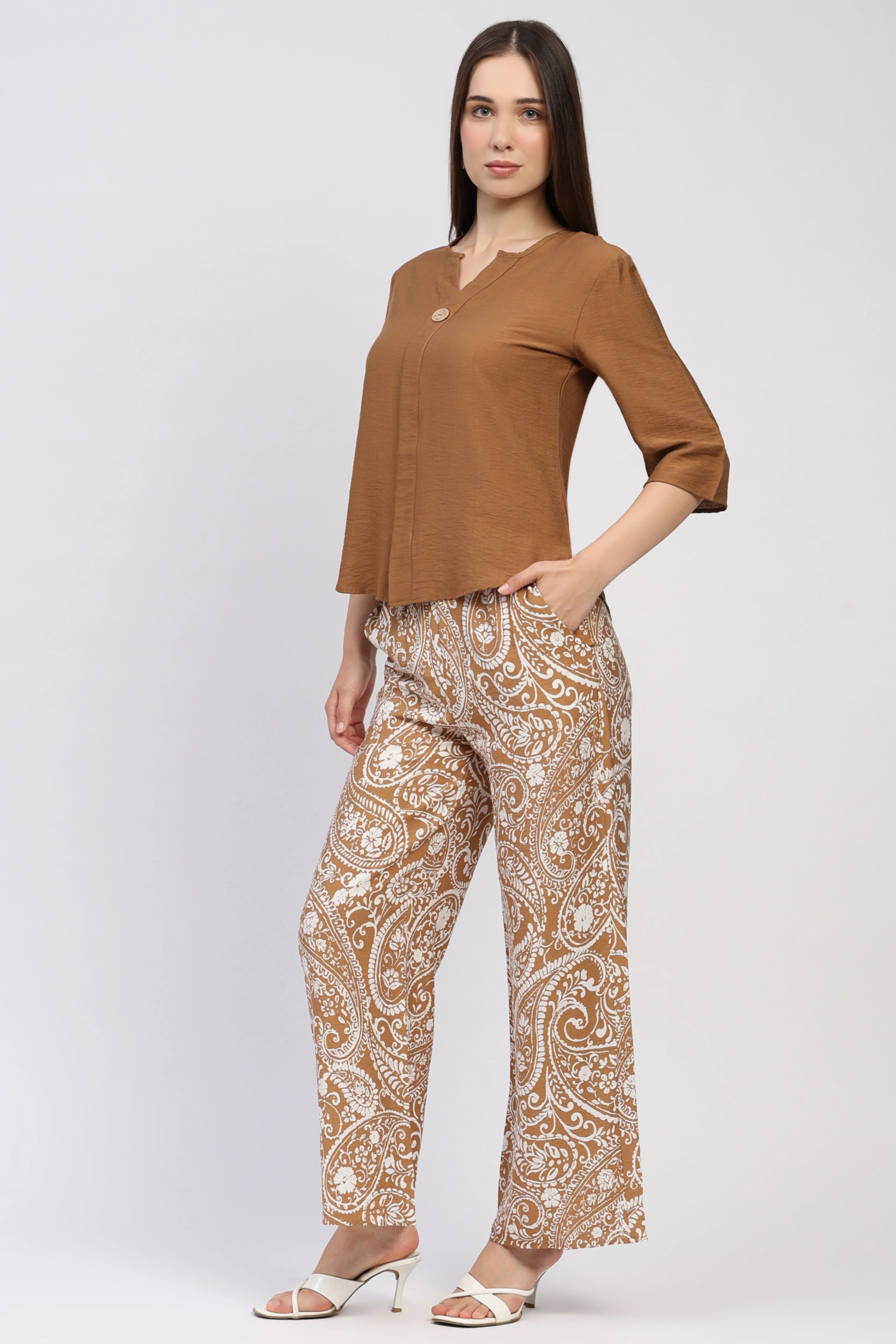 Light Brown Paisley Co-ord Set