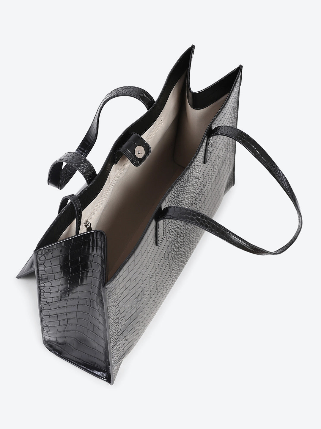 Black Textured Oversized Tote Bag - Global Republic