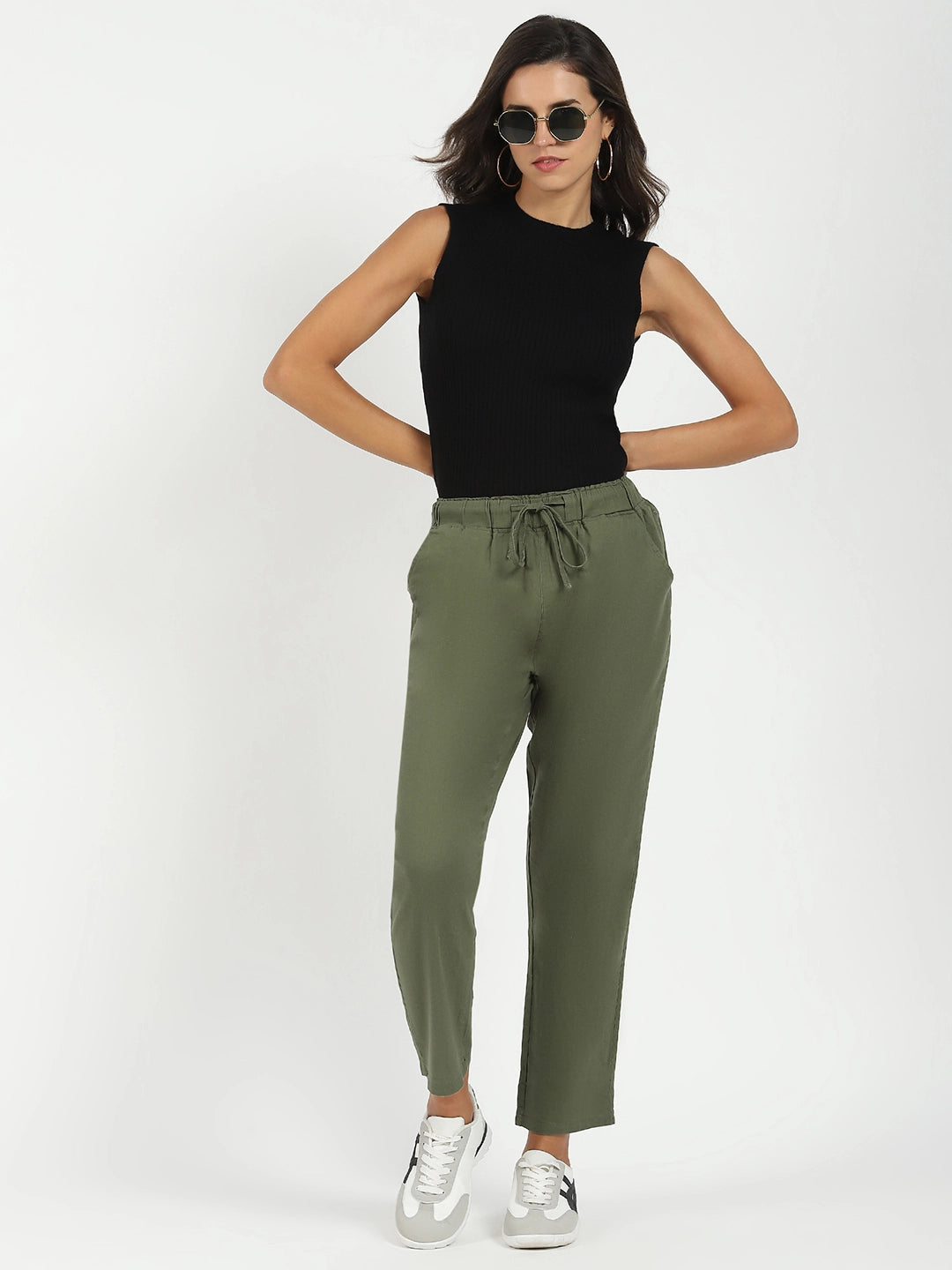 Olive Regular Fit Cotton Lower - Global Republic