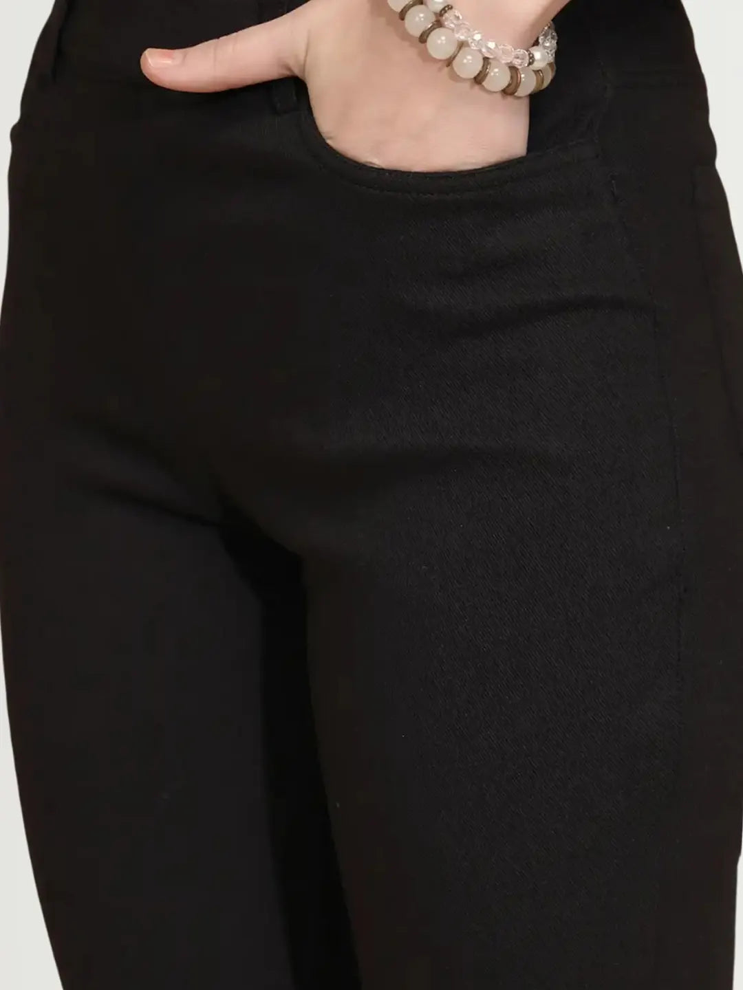 Black Cotton Blend Slim Fit Jegging - Global Republic