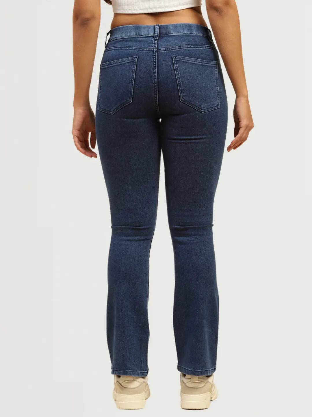 Dark Blue Cotton Blend Bootcut Jegging - Global Republic