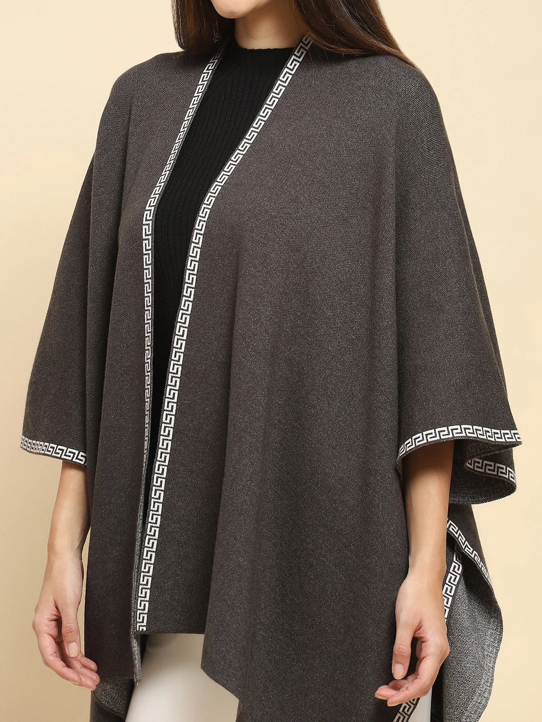 Charcoal Wool Blend Winter Shrug - Global Republic